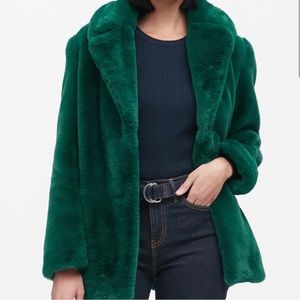 Banana Republic Faux Fur Short Coat, emerald green